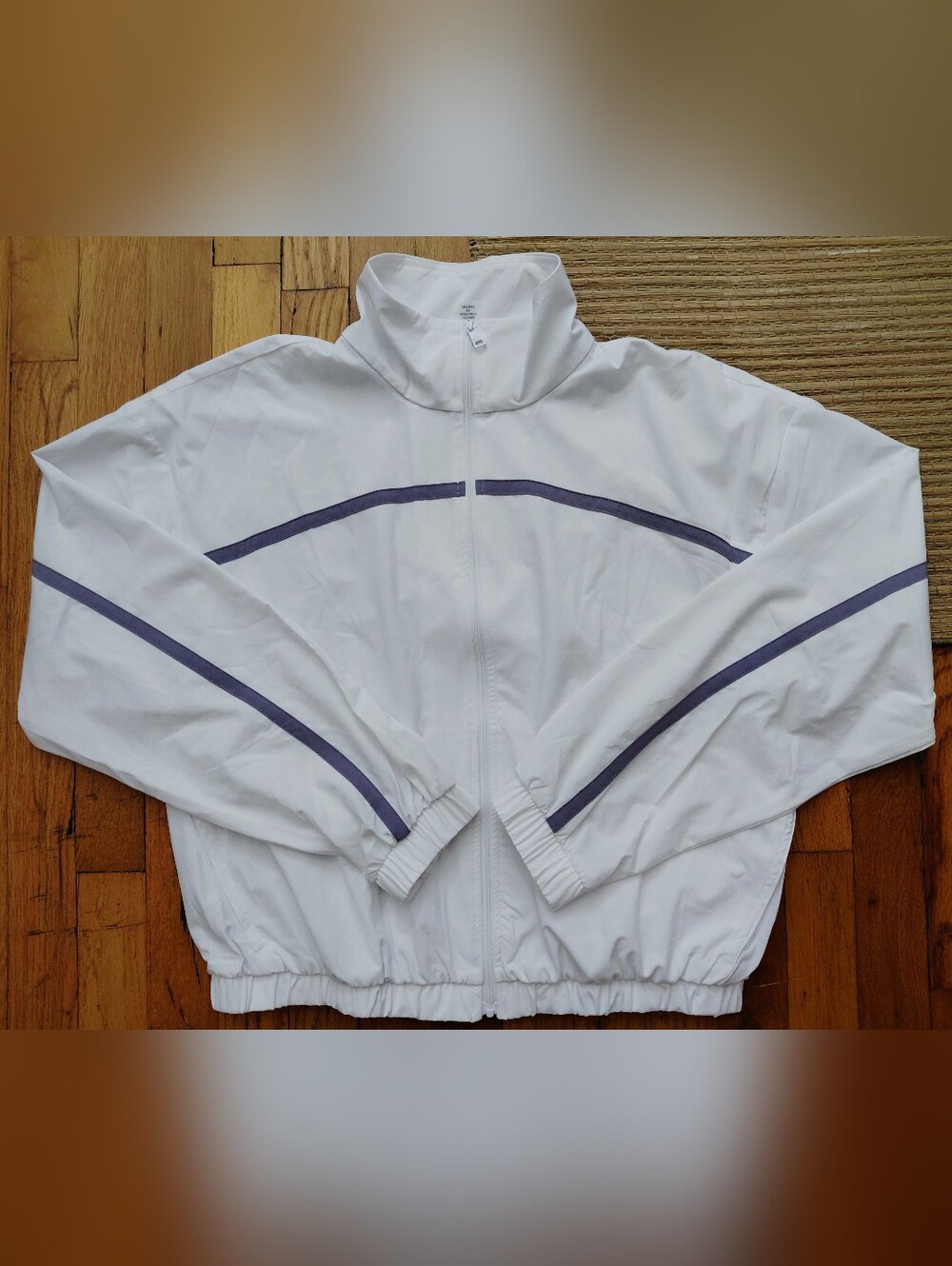 Never Worn-Beyond Yoga Go Retro Track  Windbreaker with Navy Stripe